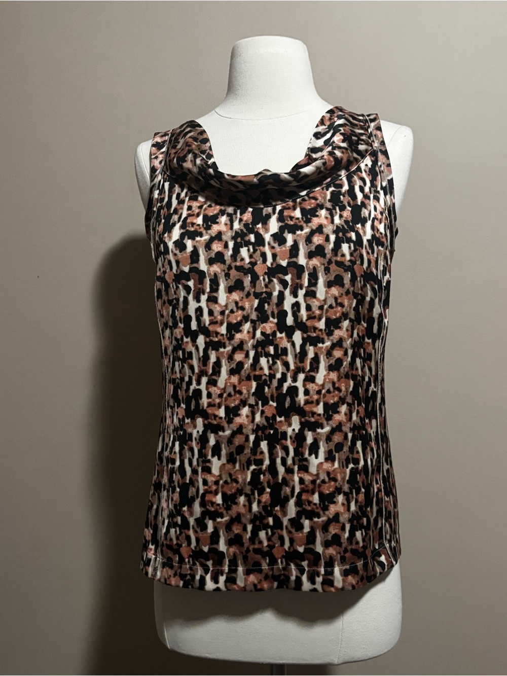 Ann Taylor Leopard Print Cowl Neck Camisole in Black, Brown, Cream